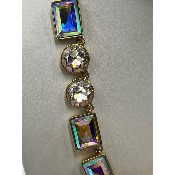 J. Crew Aurora Borealis Multicolor Iridescent Rhinestone statement Necklace New - Picture 4 of 13